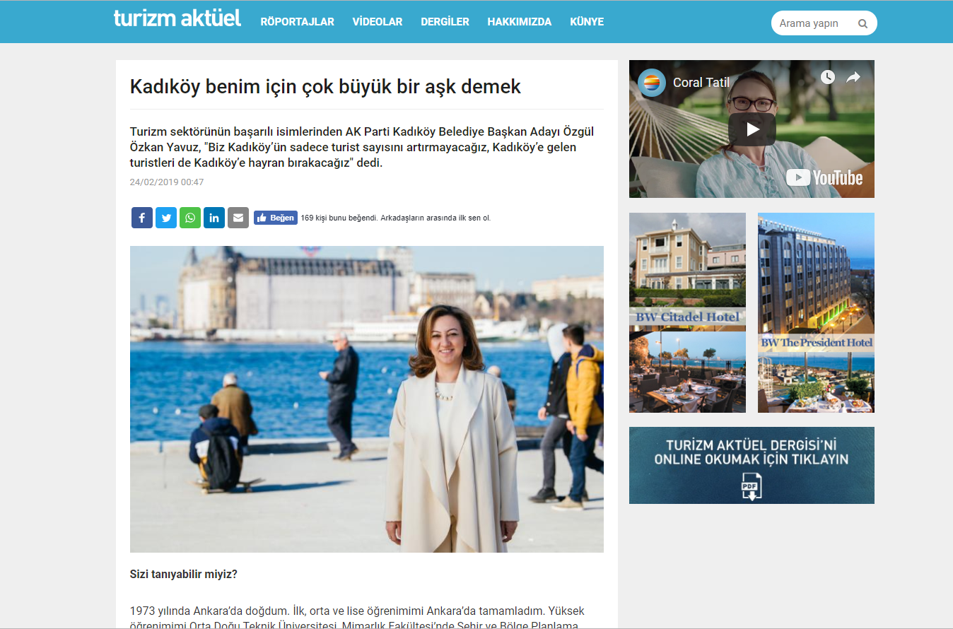 Turizm Aktüel: Kadıköy benim için çok büyük bir aşk demek