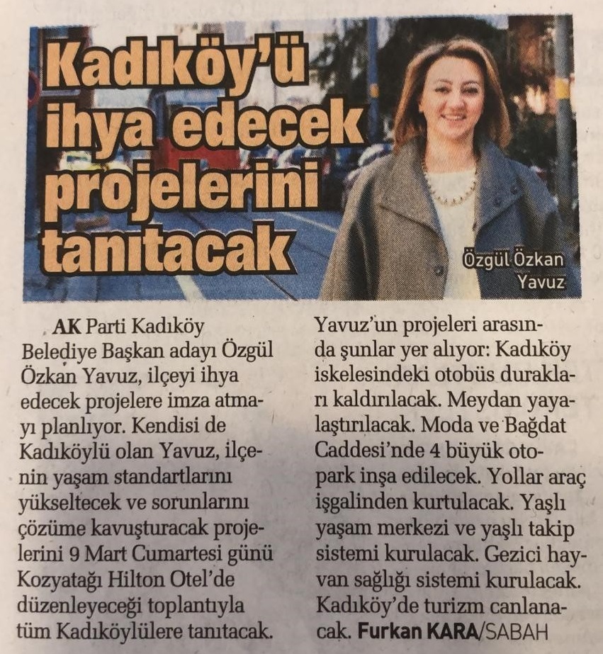Özgül ÖZKAN YAVUZ Kadıköy'ü ihya edecek projelerini tanıtacak