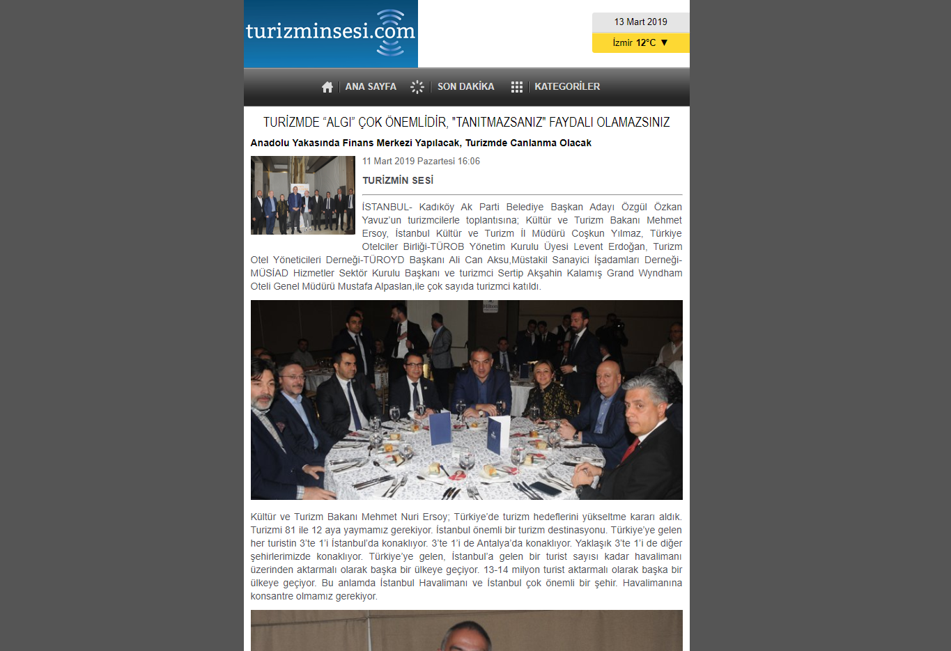 TURİZMİN SESİ: Turizmde “Algı” Çok Önemlidir, 